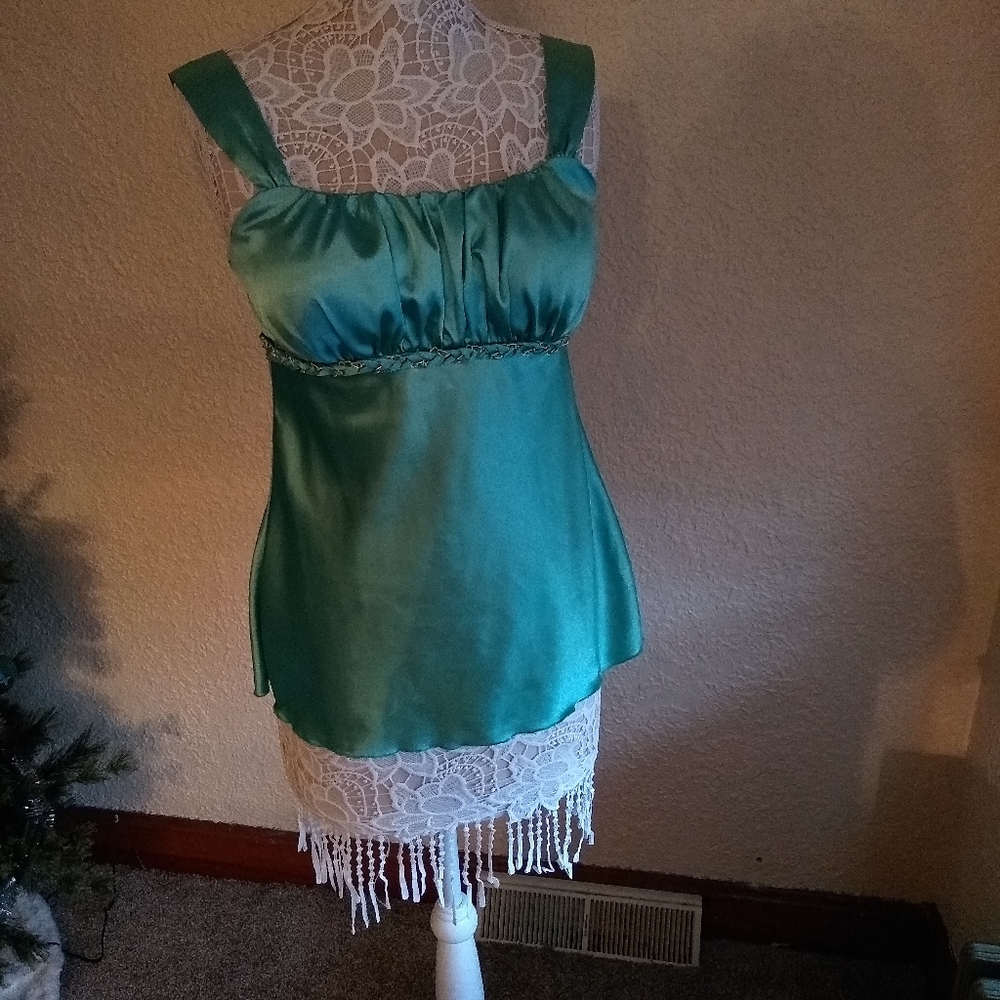 A. Byer gold chain ruched top